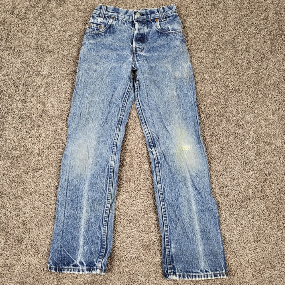 Vintage Levi's 31301 0115 Button Fly Distressed Denim Jeans Made in USA Size 10